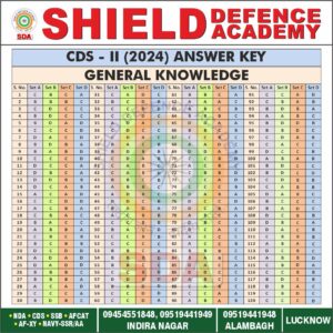 CDS 2 2024 all set answer key General knowledge | Shield defence academy | Best NDA coaching in Lucknow