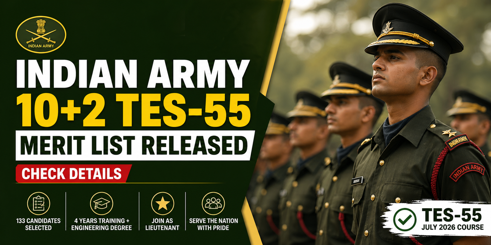 10+2 TES-55 Merit List Released